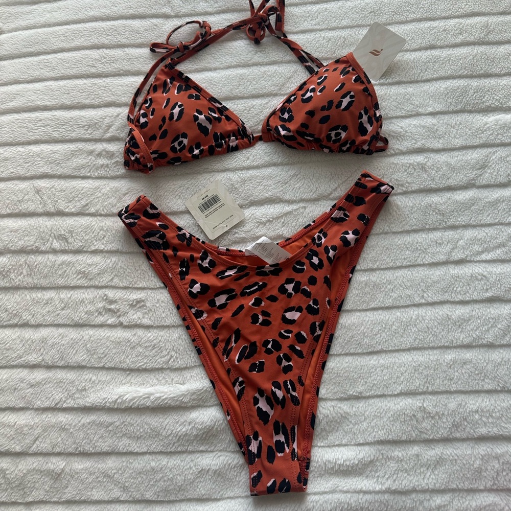 Fabletics Orange and Black Swim Suit